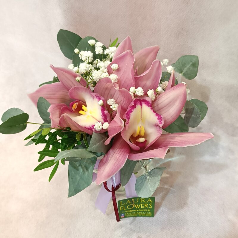 ΡΟΖ ΟΡΧΙΔΕΕΣ ΣΕ ΓΥΑΛΙΝΟ ΠΟΤΗΡΙ